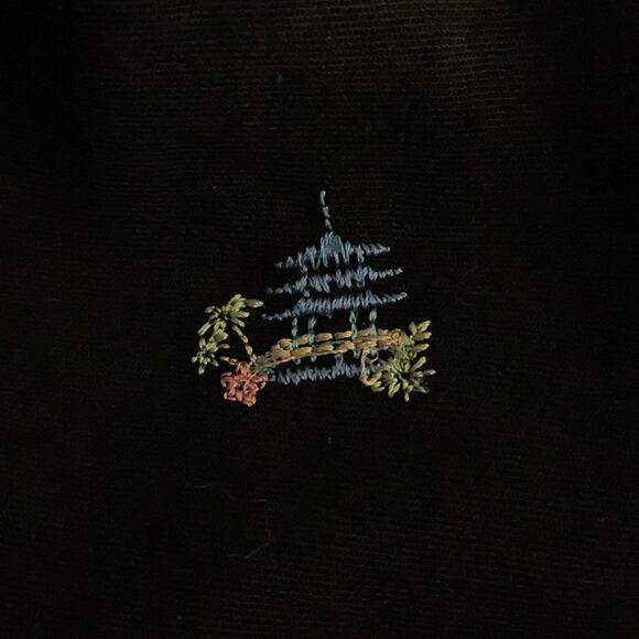 AKS Amy K Su embroidery Palm Trees Black Shirt XSP - Picture 10 of 11